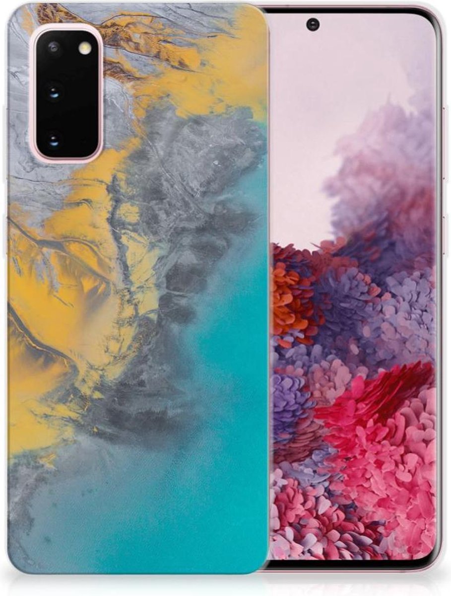 Samsung Galaxy S20 TPU Siliconen Hoesje Marble Blue Gold