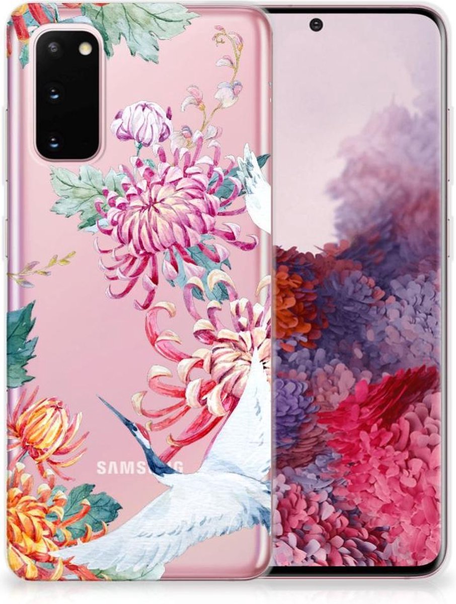 Samsung Galaxy S20 TPU Hoesje Bird Flowers