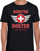 Borsten dokter verkleed t-shirt zwart voor heren - fout dokter carnaval / feest shirt kleding / kostuum M