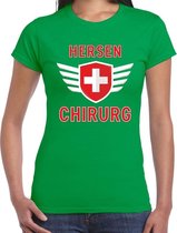 Hersen chirurg verkleed t-shirt groen voor dames - hersenspecialist carnaval / feest shirt kleding / kostuum L