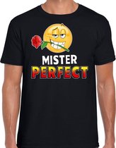 Funny emoticon t-shirt Mister perfect zwart heren S