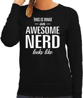 Awesome / geweldige nerd cadeau sweater / trui zwart dames L