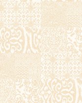 Barok behang Profhome VD219146-DI vliesbehang hardvinyl warmdruk in reliëf gestempeld in collage stijl glanzend crème goud 5,33 m2
