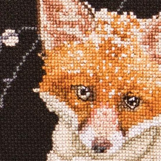 Thea Gouverneur - Kit point de croix avec grille - 744.05 - Fils DMC pré-triés - Hey There Foxy Lady - Black Aida - 31 cm x 30 cm - Kit DIY