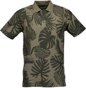 Blue Seven heren poloshirt olijfgroen blad print - maat L