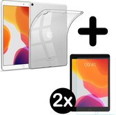 Hoes Geschikt voor iPad 10.2 2019 Hoesje Siliconen Case Hoes Siliconen Back Cover Met 2x Screenprotector - Transparant