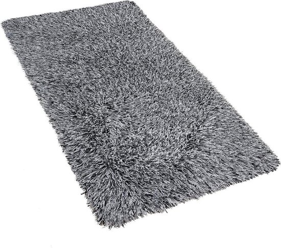 CIDE - Shaggy vloerkleed - Zwart/Wit - 80 x 150 cm - Polyester