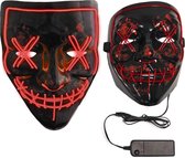 PARTYPRO - Rood lichtgevend plastic led masker voor volwassenen