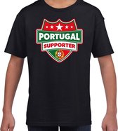 Portugal schild supporter t-shirt zwart voor kinderen L (146-152)