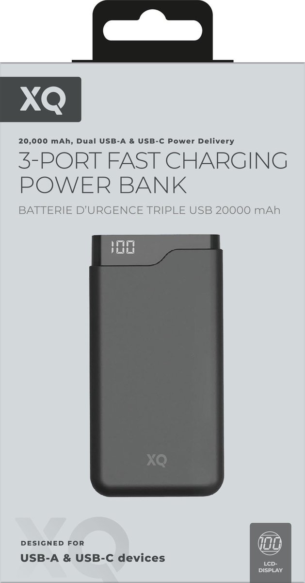Xqisit Premium PD Powerbank 20.000 mAh PD en QC 3.0 - Zwart