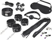 Professor Q - Extra Large bondage set - luxe 13 delige sexkit - met zweep/handboeien/klemmen en meer