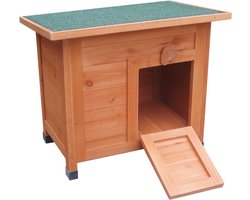 Konijnenhok – Compact konijnenhok voor buiten met nachthok – 53x37x46 cm – Flamingo Konijnenhok Domo Classic Bruin