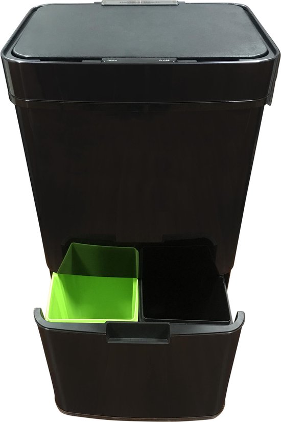 4cookz® Smart Waste Black Prullenbak Afvalscheiding met sensor 72 ltr