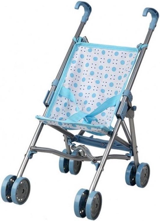 Blauwe poppenwagen speelgoed voor meisjes - Poppen accessoires buggy/wandelwagen  blauw/wit | bol.com