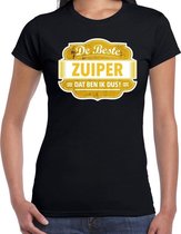 Cadeau t-shirt voor de beste zuiper zwart voor dames XL