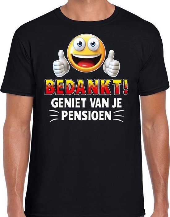 Funny Emoticon T Shirt Bedankt Geniet Van Je Pensioen Zwart Voor Heren Fun Cadeau