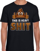Funny emoticon t-shirt this is heavy shit zwart voor heren 2XL