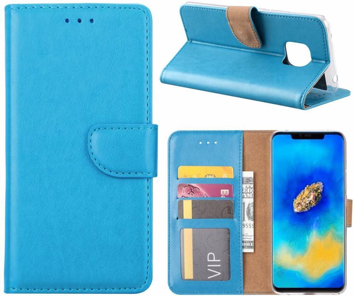 Huawei Mate 20 Pro Blauw Booktype / Portemonnee TPU Lederen Hoesje