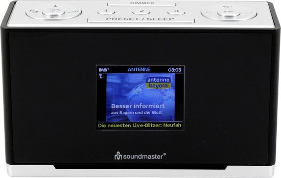 Soundmaster UR240SW - Digitale wekkerradio, DAB+/FM, met kleurendisplay, zwart