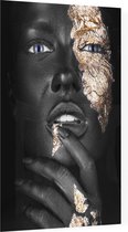 Zwarte vrouw bodypaint met gouden makeup - Foto op Plexiglas - 40 x 60 cm
