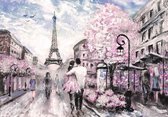 Fotobehang Vlies | Parijs, Eiffeltoren | Roze, Zwart | 368x254cm (bxh)