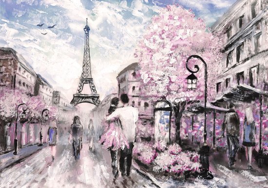Papier peint photo Polaire | Paris, Tour Eiffel | Rose, noir | 368x254cm (lxh)