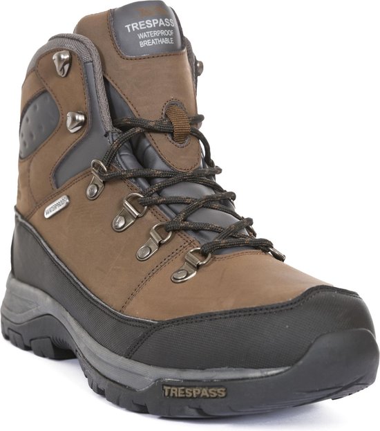 Trespass Mens Thorburn Leather Waterproof Hiking Boots (Dark Brown)