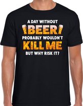 Oktoberfest A day Without Beer drank fun t-shirt zwart voor heren - bier drink shirt kleding XL