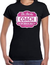 Cadeau t-shirt voor de beste coach zwart voor dames L