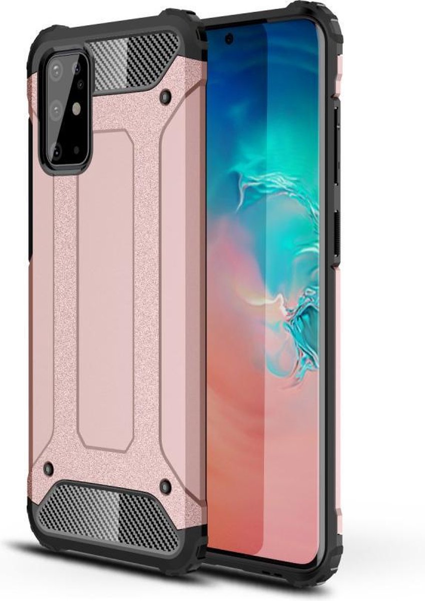 Armor Hybrid Back Cover - Geschikt voor Samsung Galaxy S20 Plus Hoesje - Rose Gold