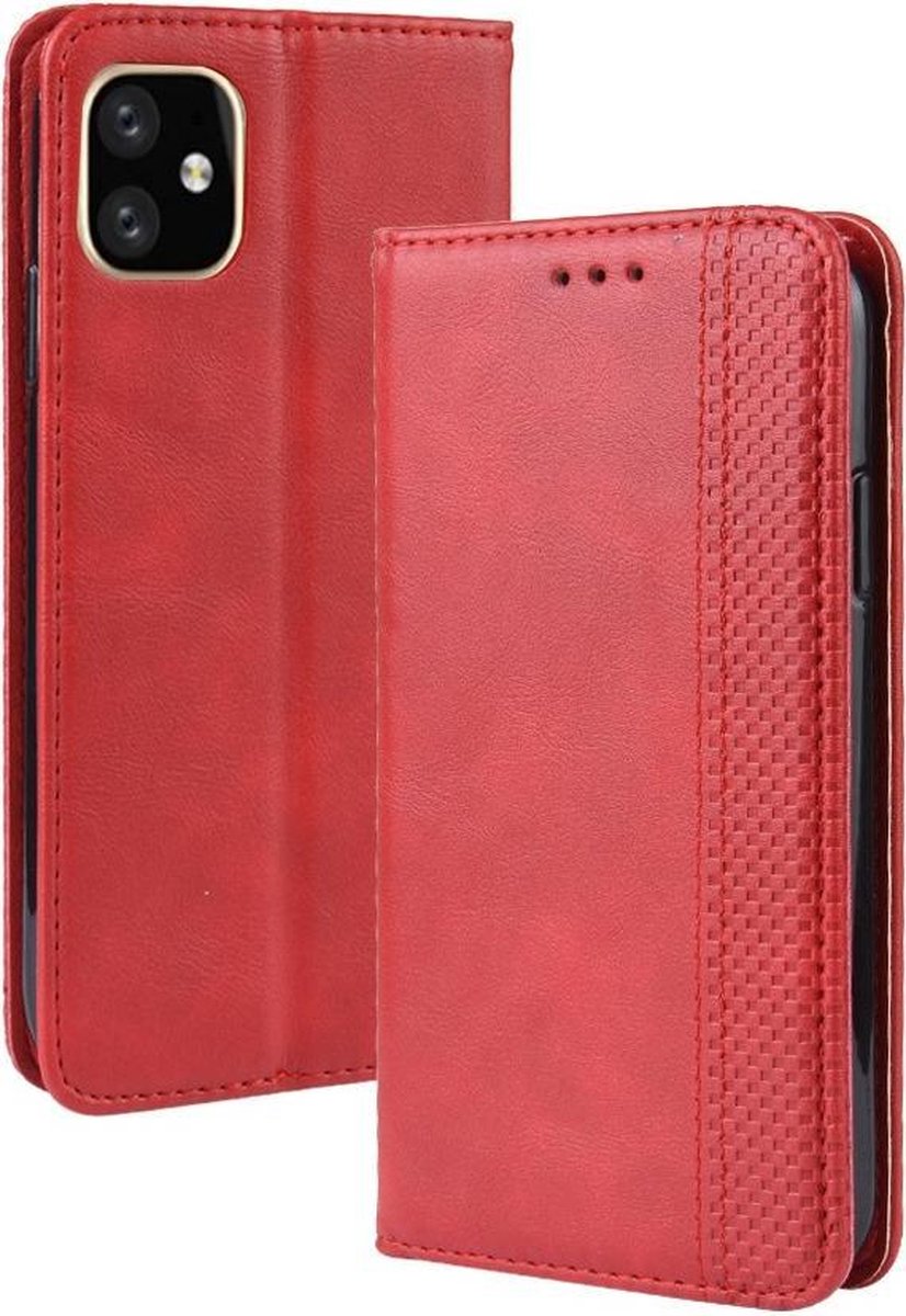 Vintage Book Case - Geschikt voor iPhone 11 Hoesje - Rood