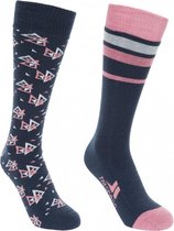 Trespass Womens/Ladies Luv Printed Tube Socks (Pack Of 2) (Navy Dusty Rose)