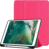 Hoes Geschikt voor iPad Air 1 Hoes Book Case Hoesje Trifold Cover - Hoesje Geschikt voor iPad 6 Hoesje Bookcase - Roze
