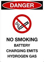 Sticker 'Danger: No smoking, battery charging emits hydrogen gas' 297 x 210 mm (A4)