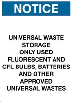 Sticker 'Notice: Universal waste storage' 297 x 210 mm (A4)