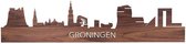 Skyline Groningen Notenhout  - 100 cm - Woondecoratie design - Wanddecoratie met LED verlichting