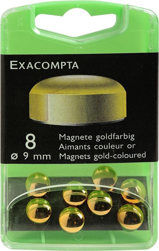 Exacompta - Ref 10912E - Kleine ronde magneten - 9mm diameter, 120g magnetische kracht - goud (Pack van 8) - Geschikt voor gebruik op whiteboards, koelkasten of metalen oppervlakken