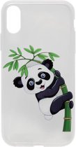 ADEL Siliconen Back Cover Softcase Hoesje voor iPhone XS/X - Panda in Boom