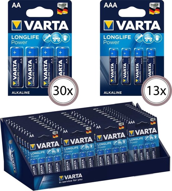 Varta Display Unit VARTA Counter Display Longlife Power 30x AA - 13x AAA (4 packs) | bol