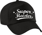 Super meester cadeau pet / baseball cap zwart voor heren -  kado voor meesters/leerkrachten