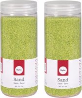 2x Fijn decoratie zand groen 475 ml -  Zandkorrels - Hobby/decoratiemateriaal