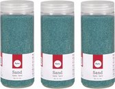 3x Fijn decoratie zand turquoise 475 ml - Zandkorrels - Hobby/decoratiemateriaal