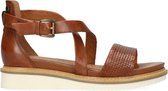 No Stress - Dames - Sleehak sandalen cognac met witte zool - Maat 38