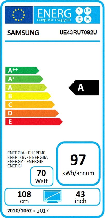 UE43RU7092 - 4K TV (Europees model)
