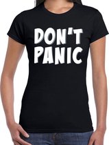 Dont panic / geen paniek t-shirt zwart voor dames S