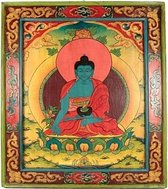 Medicijn Boeddha Handbeschilderd hout paneel - 66x52 - Hout