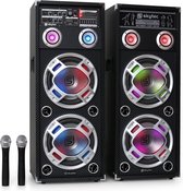 SkyTec SPD-210V actieve speakerset 2x 10 USB MP3 1600W met draadloze microfoons