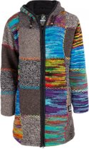 Gebreid Wollen Dames Vest van Schapenwol met Polyester Fleece voering en vaste capuchon - SHAKALOHA - W Longpatch MixMulti M