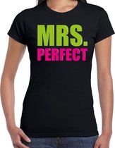 Mrs. perfect fun tekst t-shirt zwart dames L