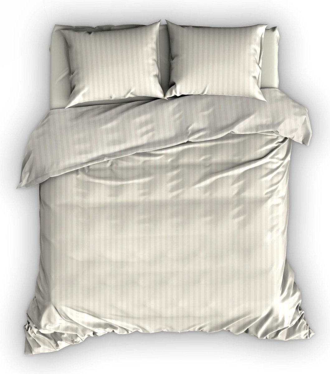Satin D Or Satin d'Or Dekbedovertrek Satijn Satijnstreep Ivoor - 140 x 200/220 cm + 1 kussensloop - [Ivoor] Naturel / off-white